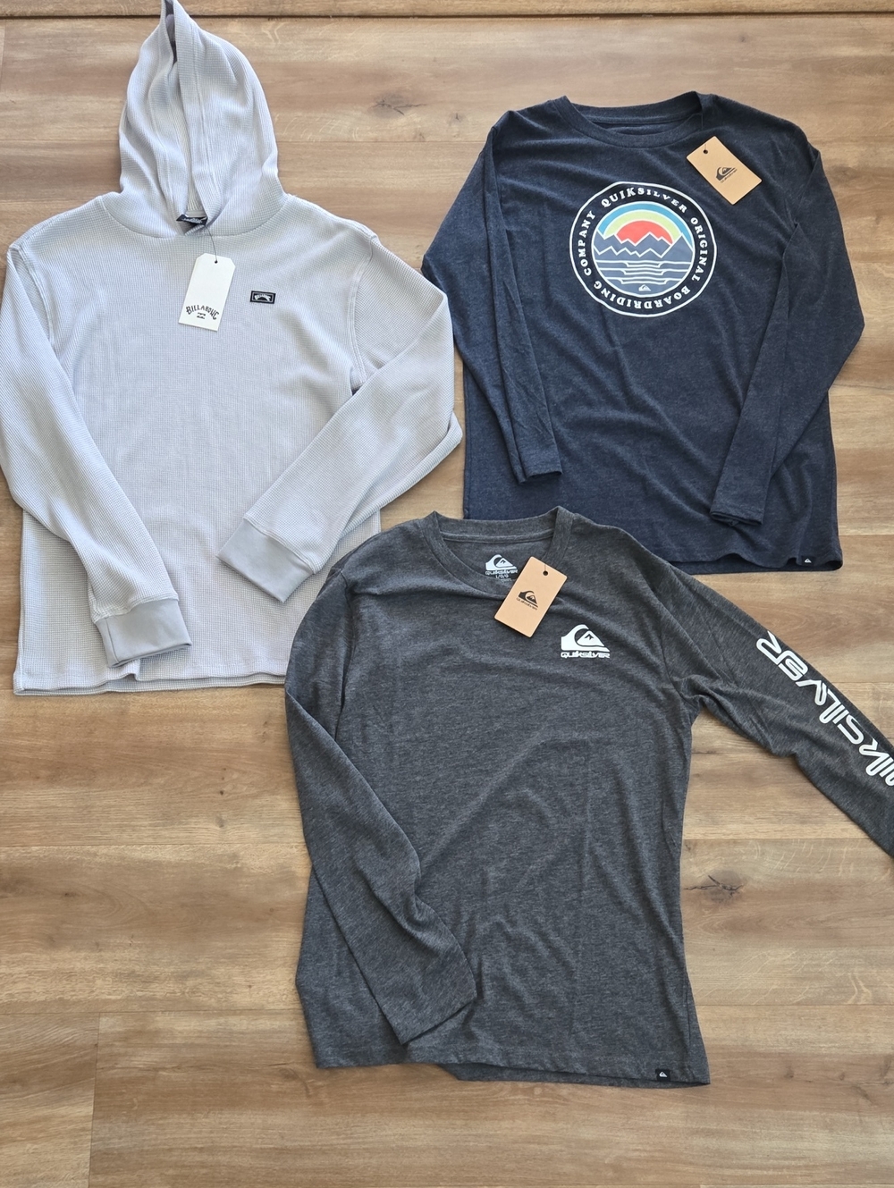Quiksilver/Billabong Boy's Long-Sleeve Shirts – Light Gray, Dark Gray, Charcoal
